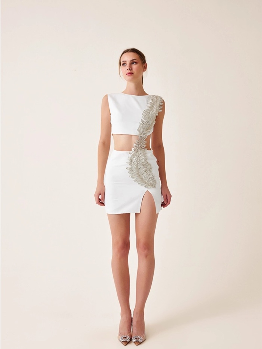 Wold & Badger by Fickle Hearts White ELLIE MINI DRESS (2 US) NWT - Picture 10 of 14